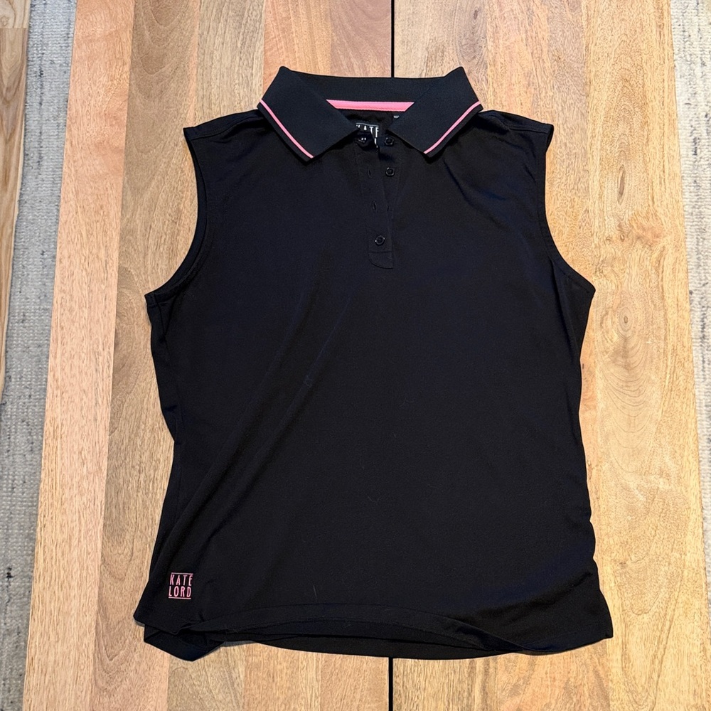 Tailor Women's Black Golf Polo Tank with Pink Accents